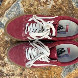 Vans Burgundy and White Lace-Up Shoes